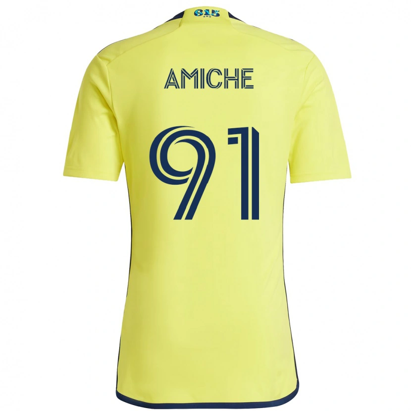 Danxen Niño Camiseta Kemy Amiche #91 Azul Marino Amarillo 1ª Equipación 2025/26 La Camisa