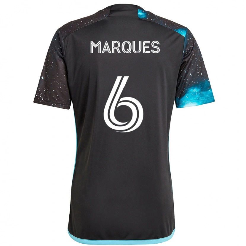 Danxen Niño Camiseta Mikael Marqués #6 Negro Azul 1ª Equipación 2025/26 La Camisa