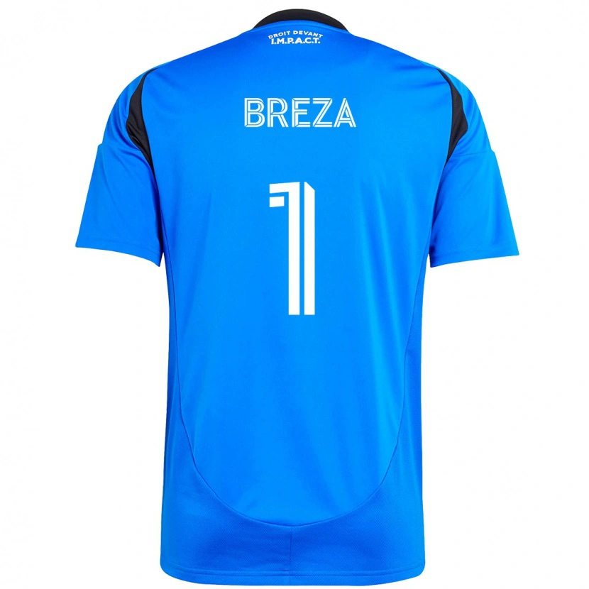 Danxen Niño Camiseta Sebastian Breza #1 Azul Oscuro Negro 1ª Equipación 2025/26 La Camisa