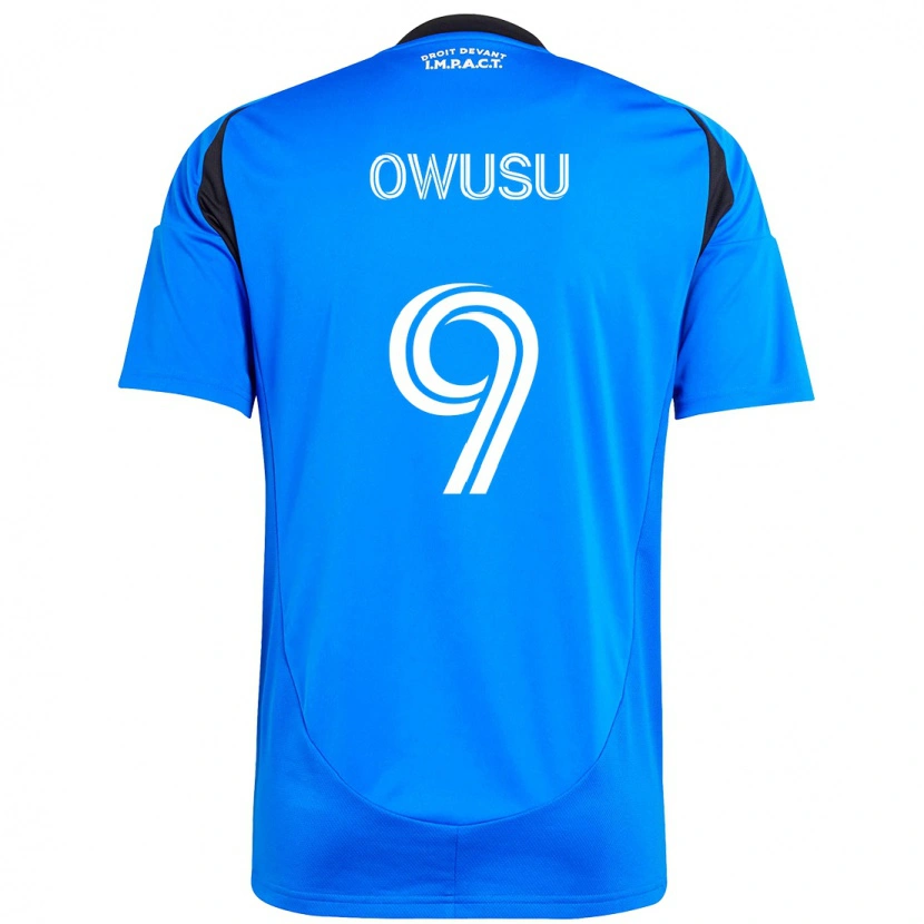 Danxen Niño Camiseta Prince Osei Owusu #9 Azul Oscuro Negro 1ª Equipación 2025/26 La Camisa