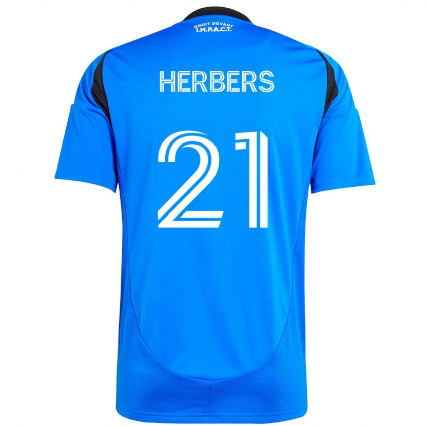 Danxen Niño Camiseta Fabian Herbers #21 Azul Oscuro Negro 1ª Equipación 2025/26 La Camisa
