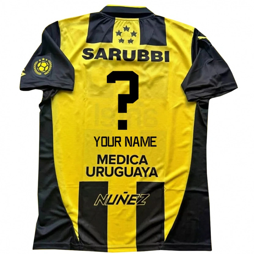 Danxen Niño Camiseta Su Nombre #0 Negro Amarillo 1ª Equipación 2025/26 La Camisa