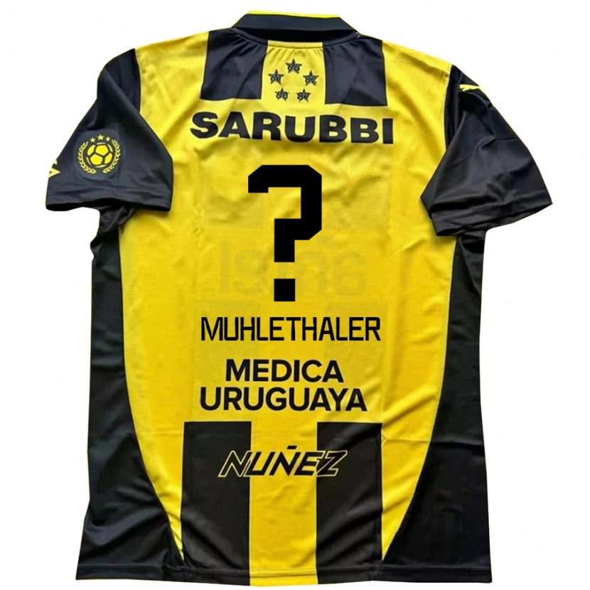 Danxen Niño Camiseta Stiven Muhlethaler #0 Negro Amarillo 1ª Equipación 2025/26 La Camisa