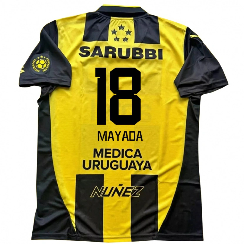 Danxen Niño Camiseta Camilo Mayada #18 Negro Amarillo 1ª Equipación 2025/26 La Camisa