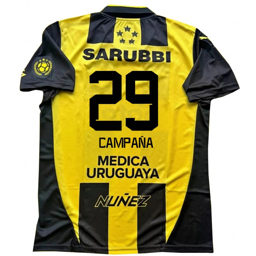 Danxen Niño Camiseta Martín Campaña #29 Negro Amarillo 1ª Equipación 2025/26 La Camisa
