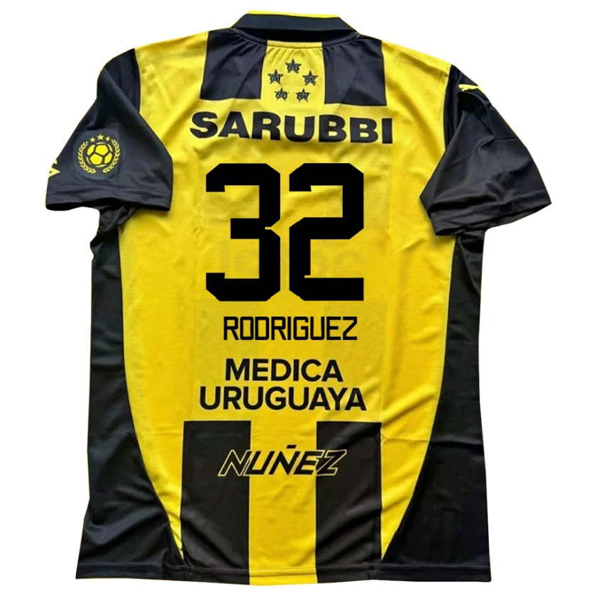 Danxen Niño Camiseta Randall Rodríguez #32 Negro Amarillo 1ª Equipación 2025/26 La Camisa