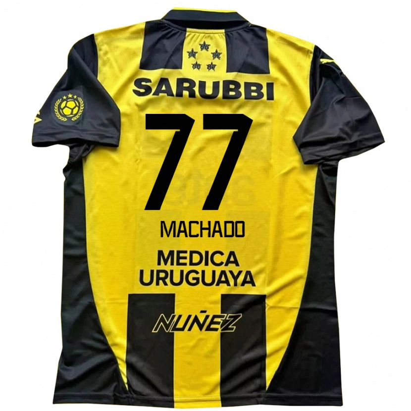 Danxen Niño Camiseta Alexander Machado #77 Negro Amarillo 1ª Equipación 2025/26 La Camisa