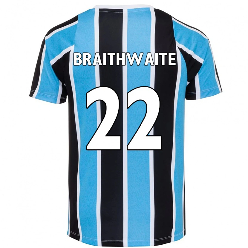 Danxen Niño Camiseta Martin Braithwaite #22 Blanco Azul 1ª Equipación 2025/26 La Camisa