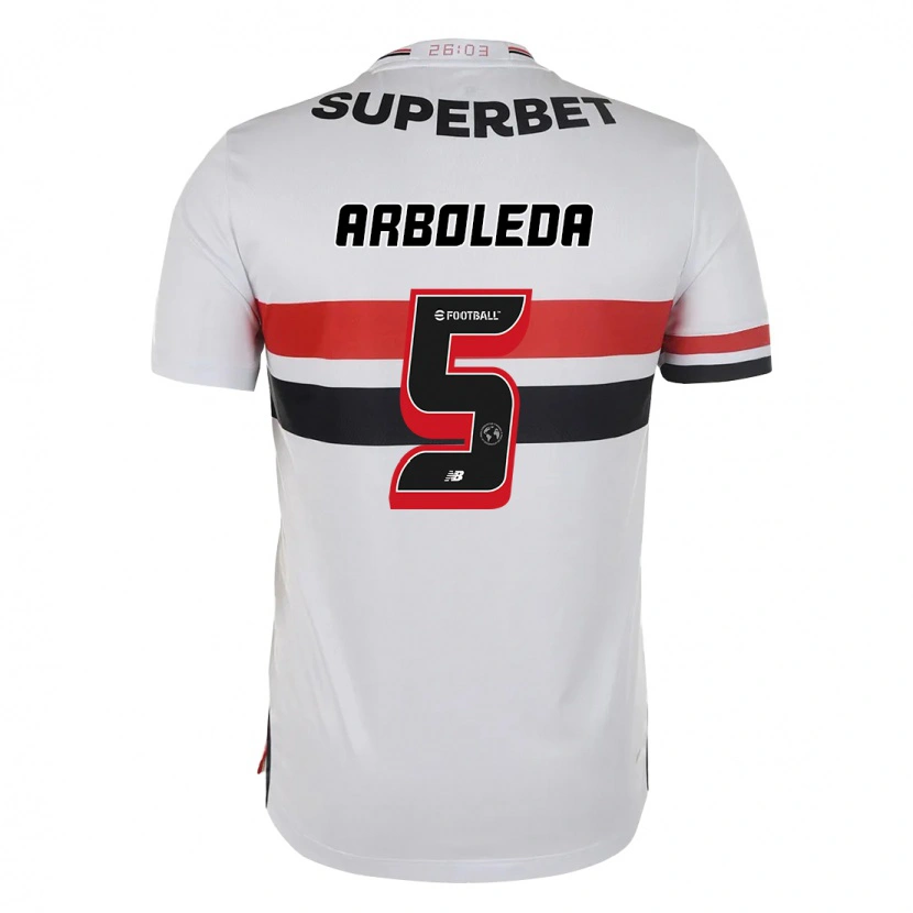 Danxen Niño Camiseta Robert Arboleda #5 Negro Rojo 1ª Equipación 2025/26 La Camisa