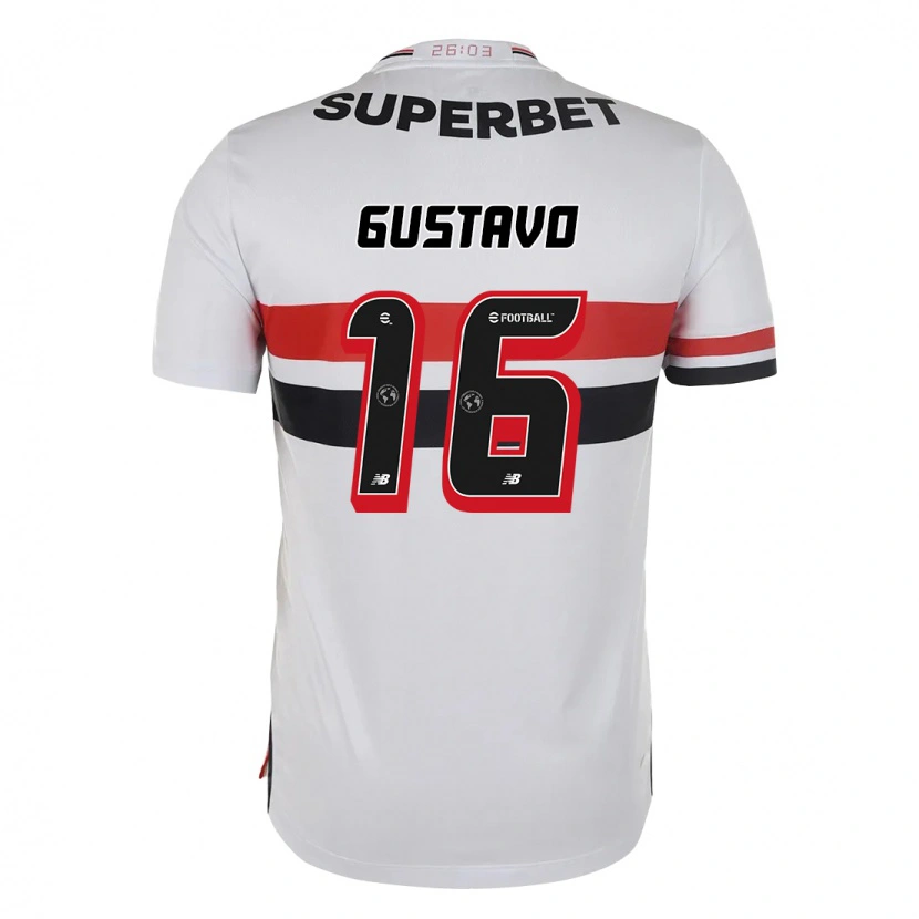 Danxen Niño Camiseta Luiz Gustavo #16 Rojo Negro Blanco 1ª Equipación 2025/26 La Camisa