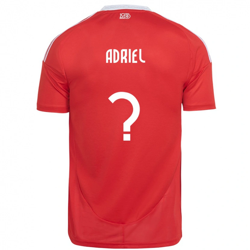 Danxen Niño Camiseta Adriel #0 Rojo Blanco 1ª Equipación 2025/26 La Camisa