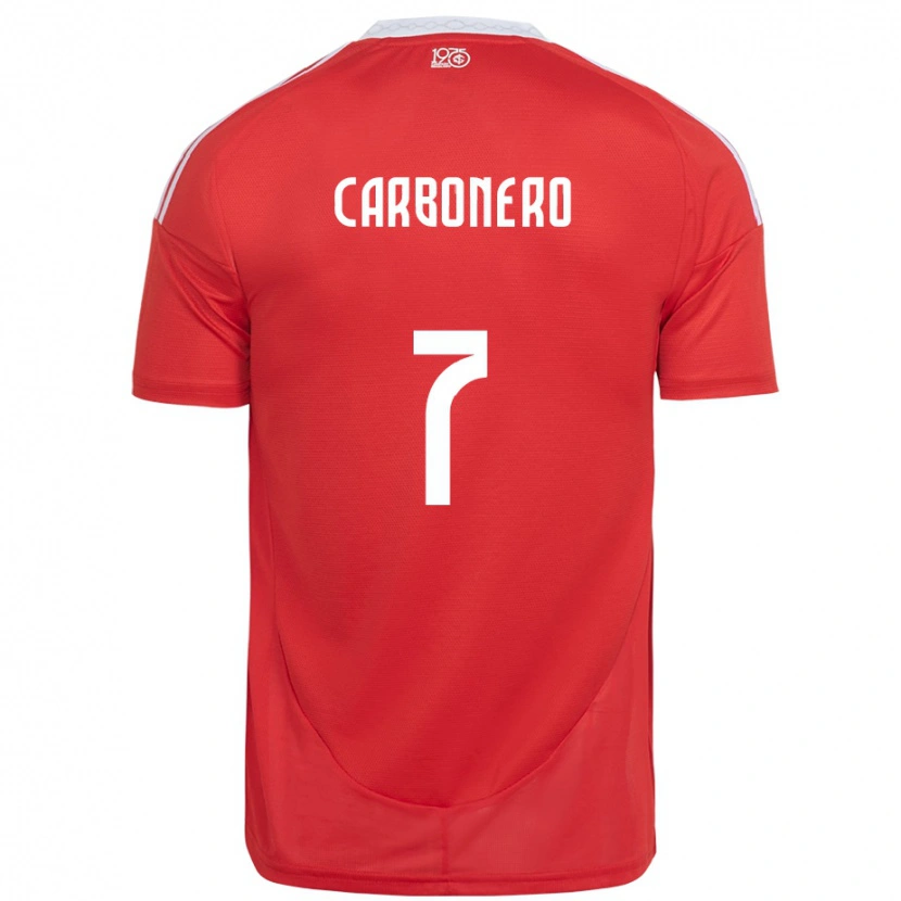 Danxen Niño Camiseta Johan Carbonero #7 Rojo Blanco 1ª Equipación 2025/26 La Camisa