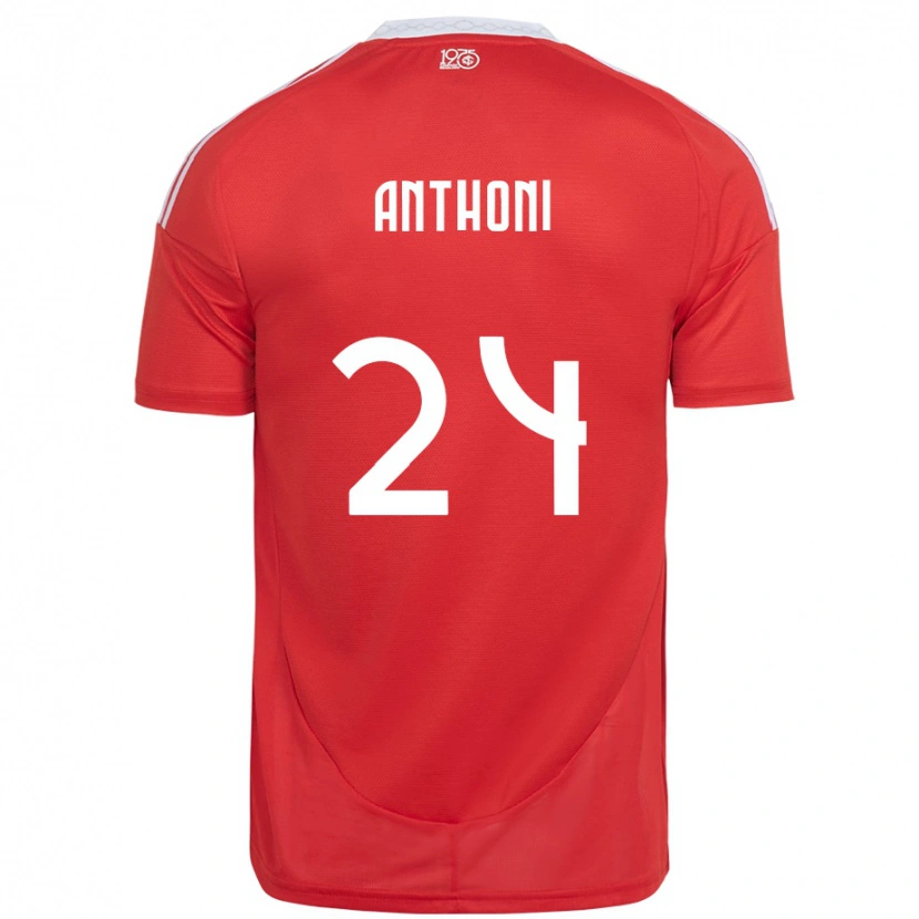 Danxen Niño Camiseta Anthoni #24 Rojo Blanco 1ª Equipación 2025/26 La Camisa