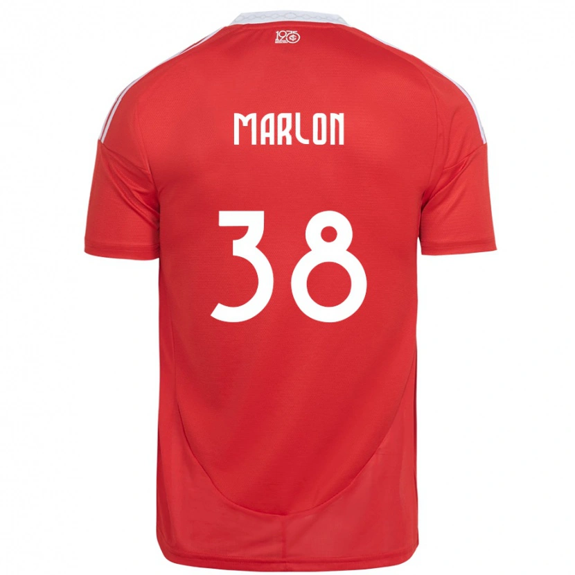 Danxen Niño Camiseta Marlon #38 Rojo Blanco 1ª Equipación 2025/26 La Camisa