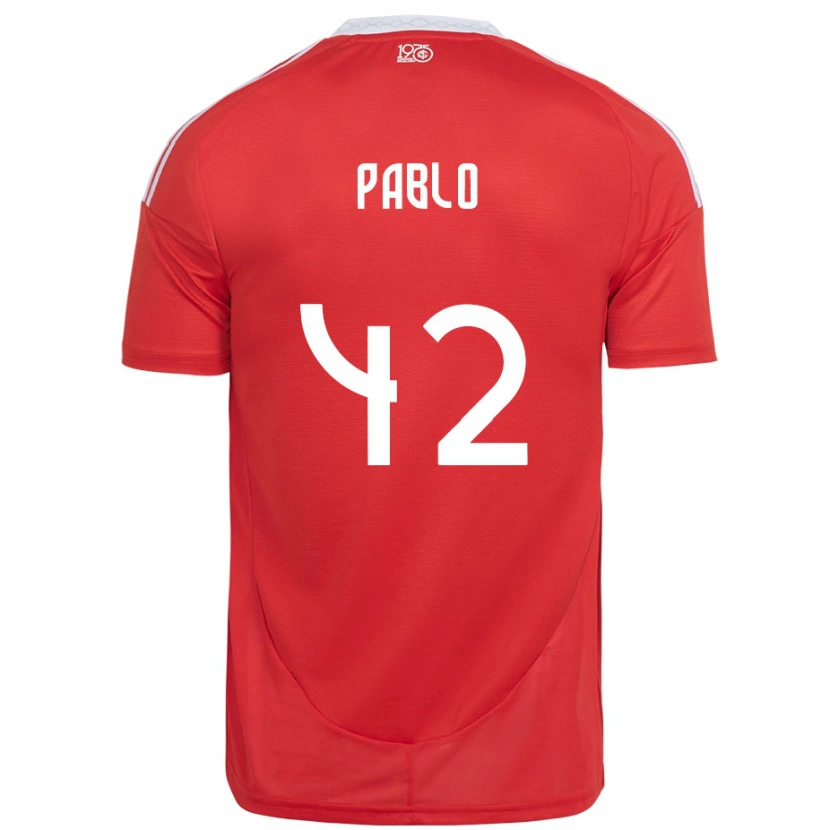 Danxen Niño Camiseta Pablo #42 Blanco Rojo 1ª Equipación 2025/26 La Camisa