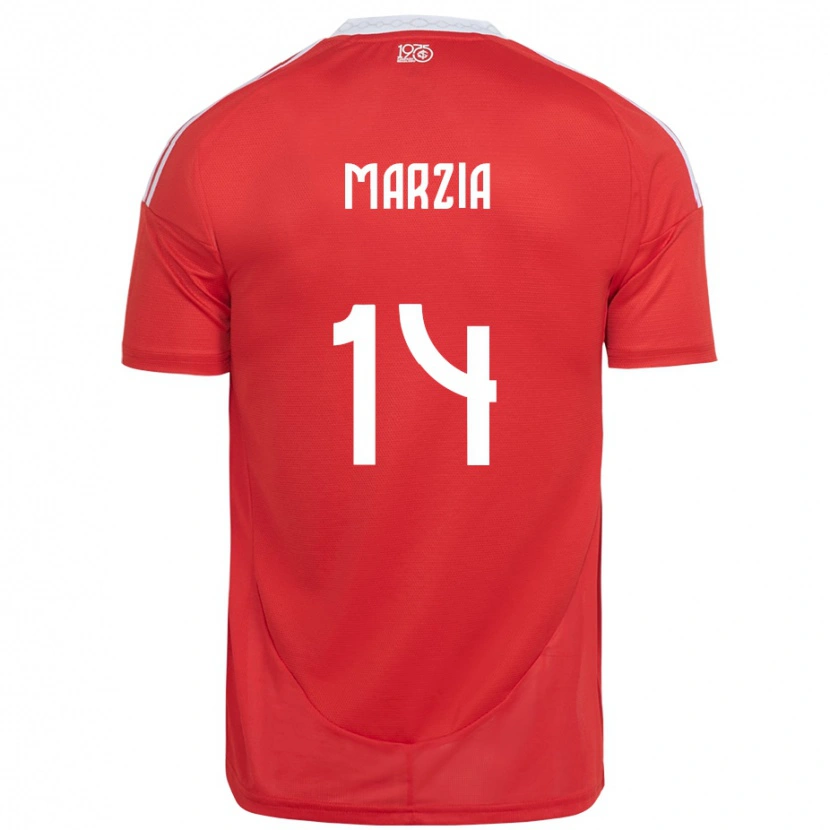 Danxen Niño Camiseta Marzia #14 Rojo Blanco 1ª Equipación 2025/26 La Camisa