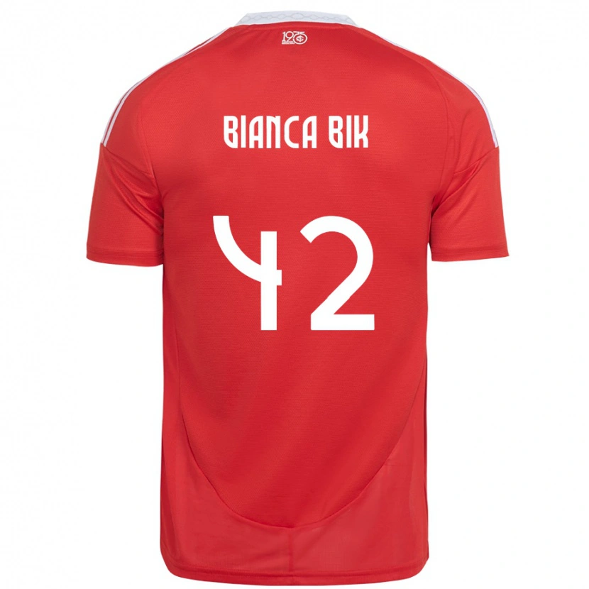 Danxen Niño Camiseta Bianca Bik #42 Rojo Blanco 1ª Equipación 2025/26 La Camisa