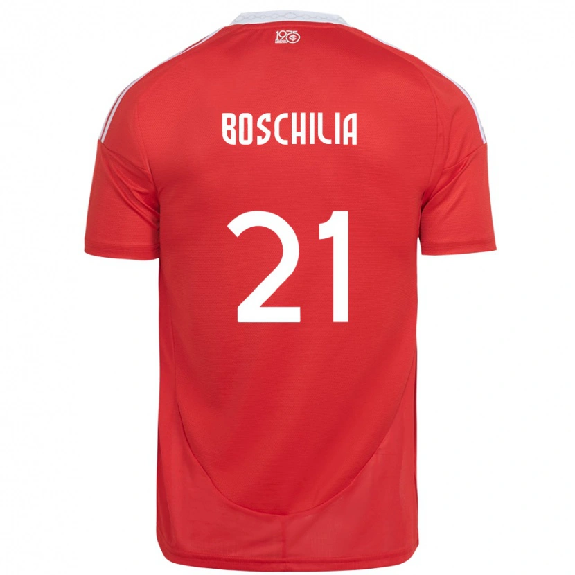Danxen Niño Camiseta Gabriel Boschilia #21 Rojo Blanco 1ª Equipación 2025/26 La Camisa