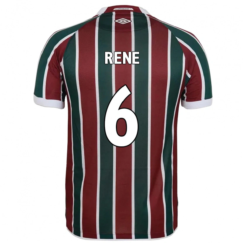 Danxen Niño Camiseta Renê #6 Blanco Verde Granate 1ª Equipación 2025/26 La Camisa