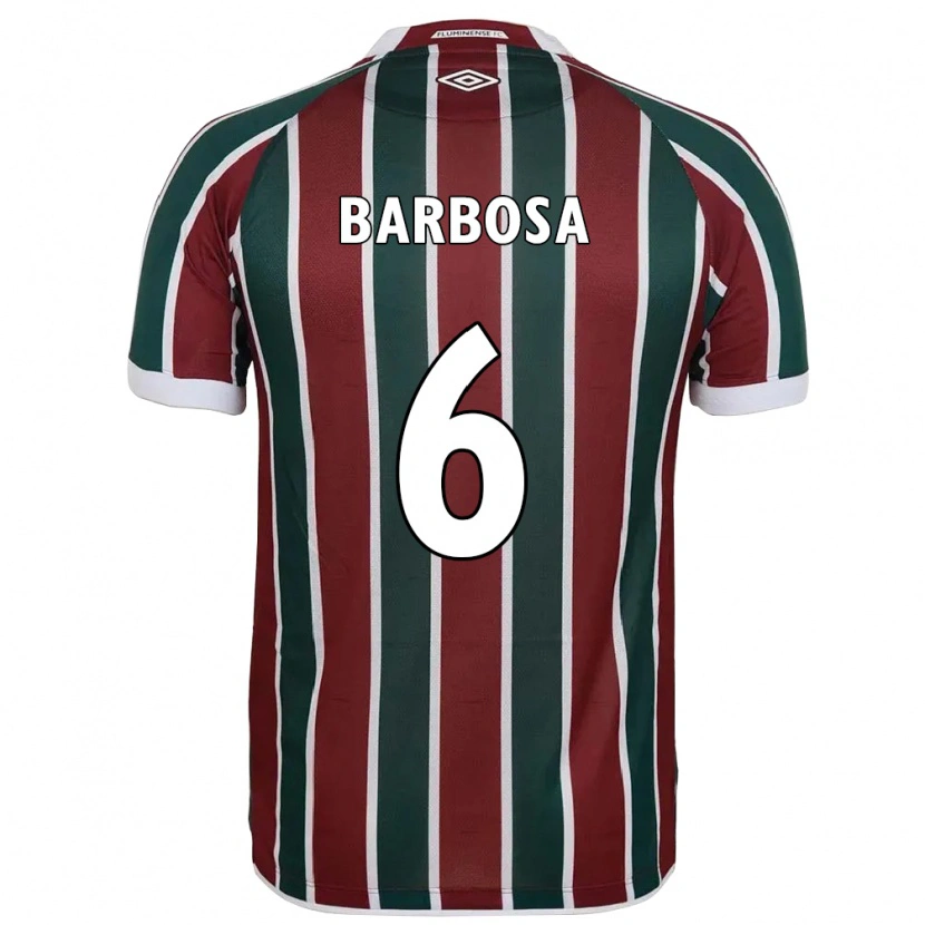Danxen Niño Camiseta Diogo Barbosa #6 Verde Granate Blanco 1ª Equipación 2025/26 La Camisa