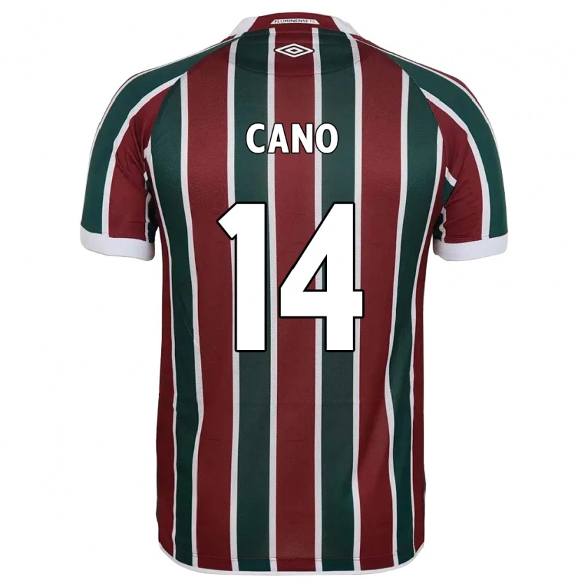 Danxen Niño Camiseta Germán Cano #14 Verde Granate Blanco 1ª Equipación 2025/26 La Camisa