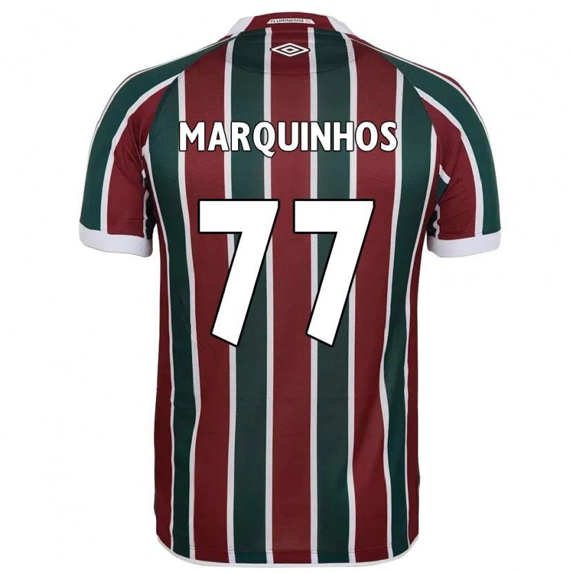 Danxen Niño Camiseta Marquinhos #77 Blanco Verde Granate 1ª Equipación 2025/26 La Camisa