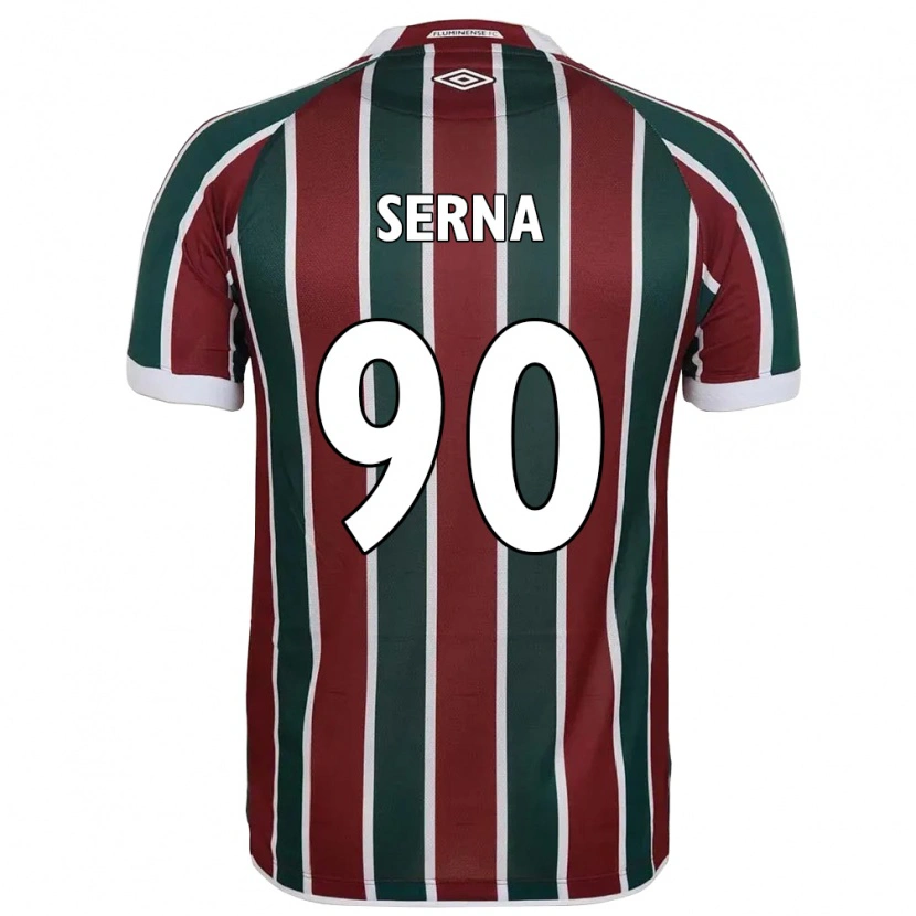 Danxen Niño Camiseta Kevin Serna #90 Verde Granate Blanco 1ª Equipación 2025/26 La Camisa