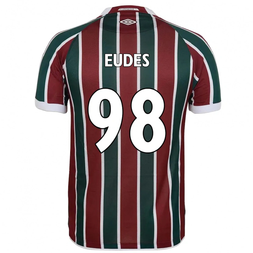 Danxen Niño Camiseta Vitor Eudes #98 Blanco Verde Granate 1ª Equipación 2025/26 La Camisa