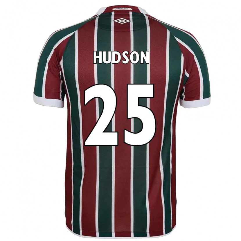Danxen Niño Camiseta Hudson #25 Blanco Verde Granate 1ª Equipación 2025/26 La Camisa