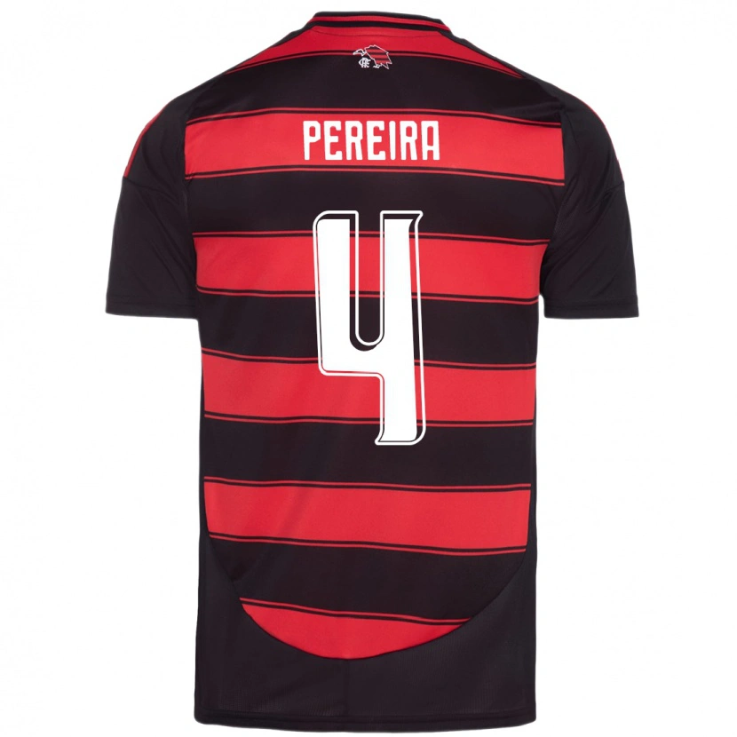 Danxen Niño Camiseta Léo Pereira #4 Blanco Rojo 1ª Equipación 2025/26 La Camisa