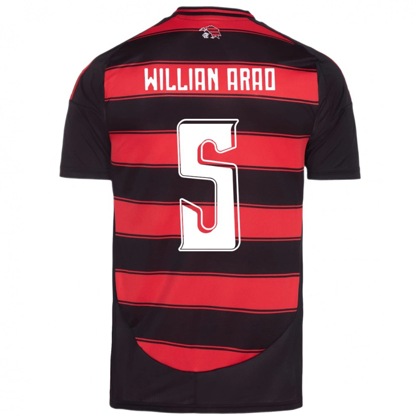Danxen Niño Camiseta Willian Arao #5 Blanco Rojo 1ª Equipación 2025/26 La Camisa