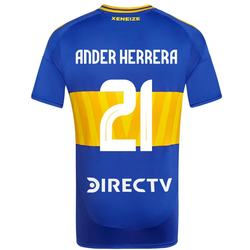 Danxen Niño Camiseta Ander Herrera #21 Azul Real Amarillo 1ª Equipación 2025/26 La Camisa