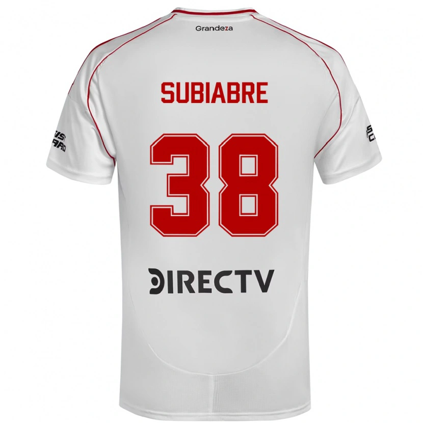Danxen Niño Camiseta Ian Subiabre #38 Blanco Rojo 1ª Equipación 2025/26 La Camisa