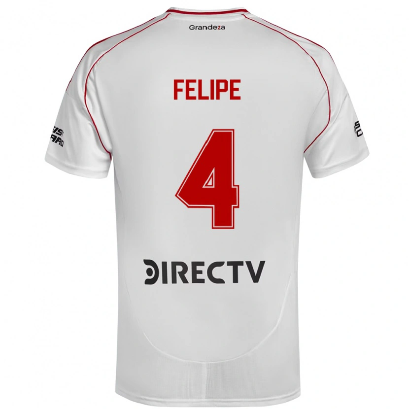 Danxen Niño Camiseta Carina Felipe Silva #4 Blanco Rojo 1ª Equipación 2025/26 La Camisa