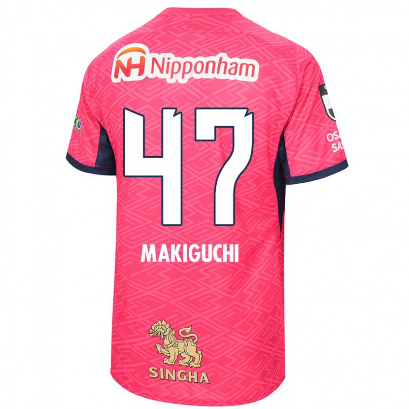 Danxen Niño Camiseta Kazuma Makiguchi #47 Rosa Sakura Blanco 1ª Equipación 2025/26 La Camisa
