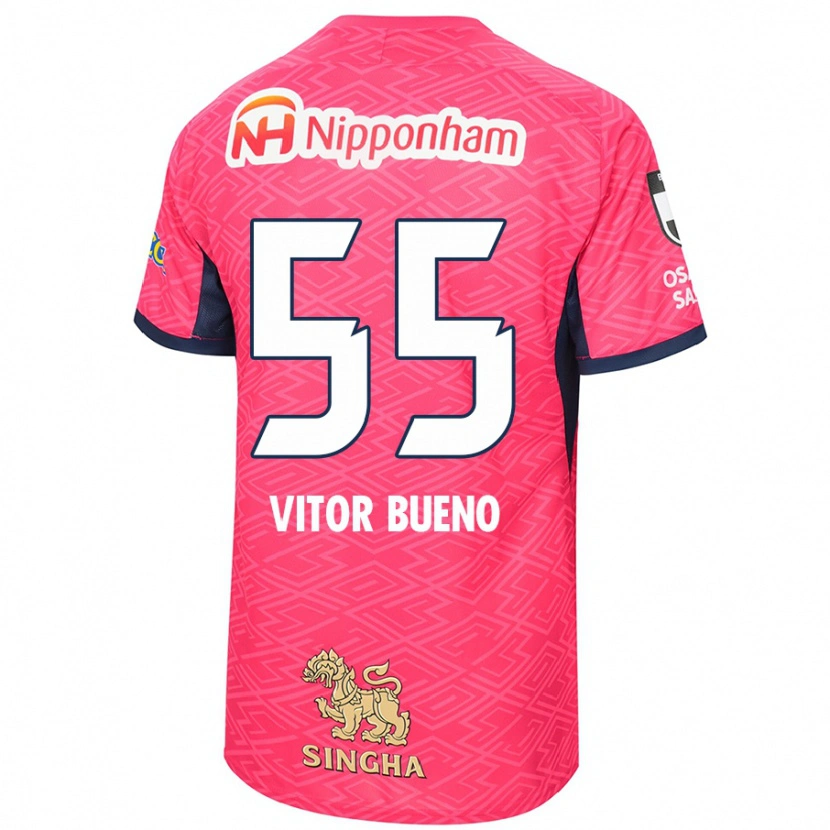 Danxen Niño Camiseta Vitor Bueno #55 Blanco Rosa Sakura 1ª Equipación 2025/26 La Camisa