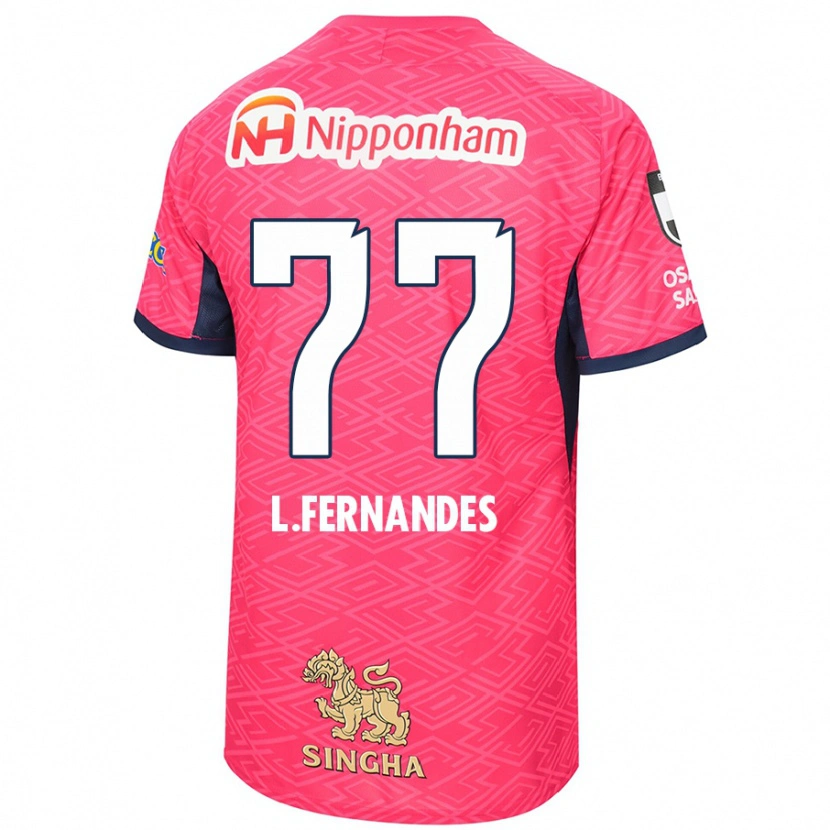 Danxen Niño Camiseta Lucas Fernandes #77 Blanco Rosa Sakura 1ª Equipación 2025/26 La Camisa