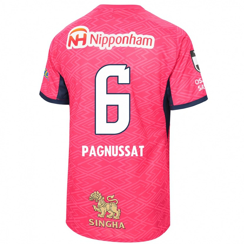 Danxen Niño Camiseta Tiago Pagnussat #6 Rosa Sakura Blanco 1ª Equipación 2025/26 La Camisa