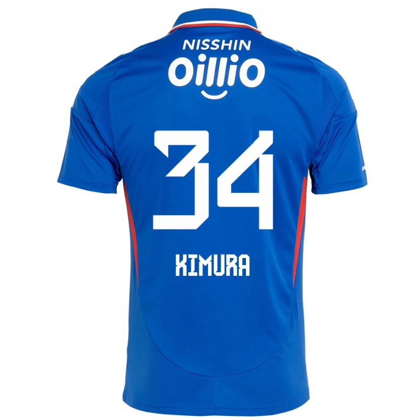 Danxen Niño Camiseta Takuto Kimura #34 Azul Real Blanco 1ª Equipación 2025/26 La Camisa