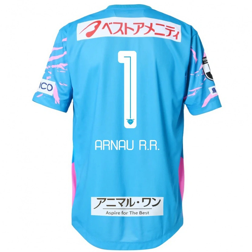 Danxen Niño Camiseta Arnau Riera #1 Azul Rosa 1ª Equipación 2025/26 La Camisa