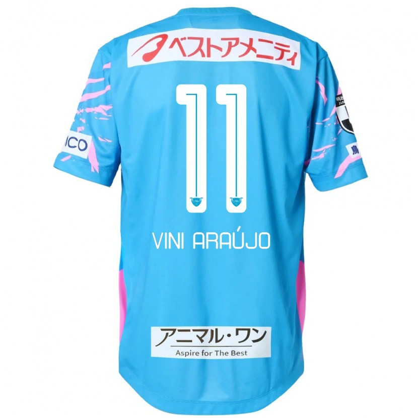 Danxen Niño Camiseta Vinícius Araújo #11 Azul Rosa 1ª Equipación 2025/26 La Camisa