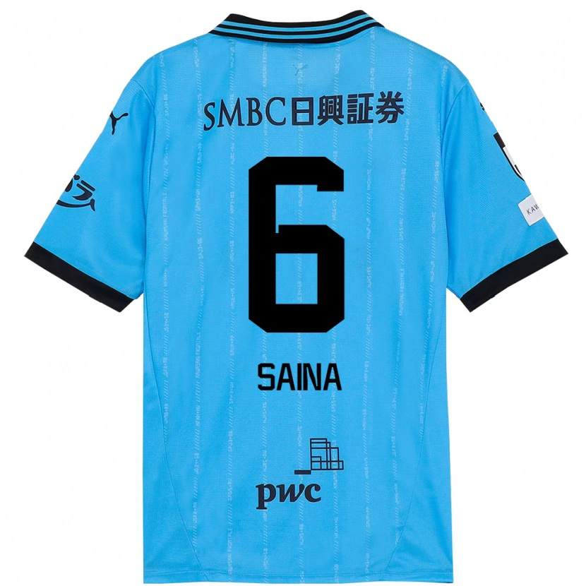 Danxen Niño Camiseta Yuta Saina #6 Azul Celeste Negro 1ª Equipación 2025/26 La Camisa
