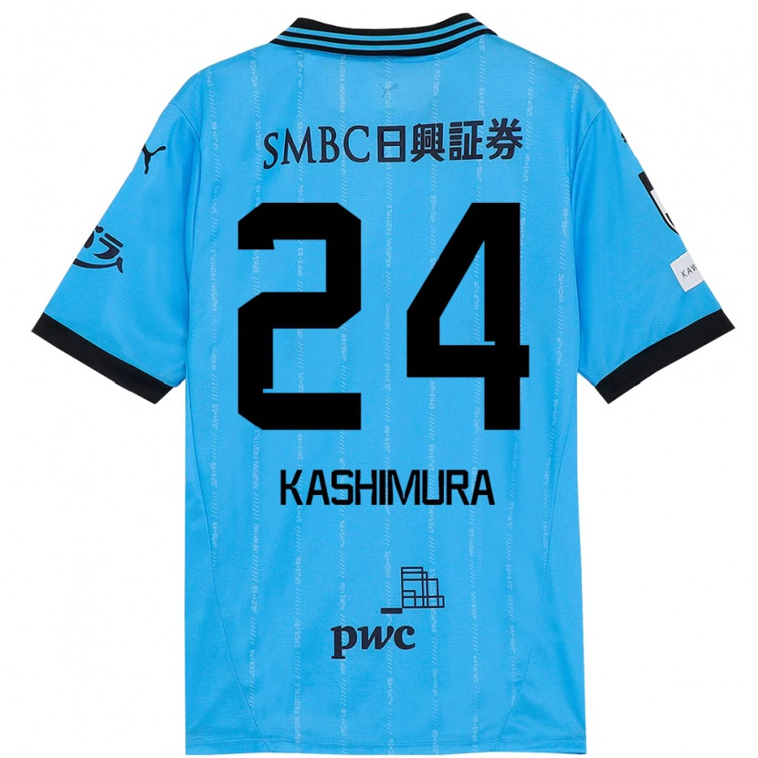 Danxen Niño Camiseta Ryota Kashimura #24 Blanco Azul Celeste 1ª Equipación 2025/26 La Camisa