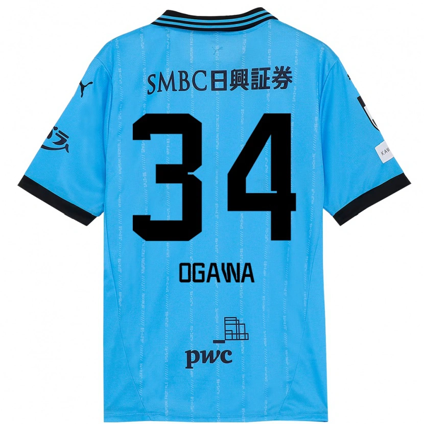 Danxen Niño Camiseta Hiroto Ogawa #34 Azul Celeste Negro 1ª Equipación 2025/26 La Camisa