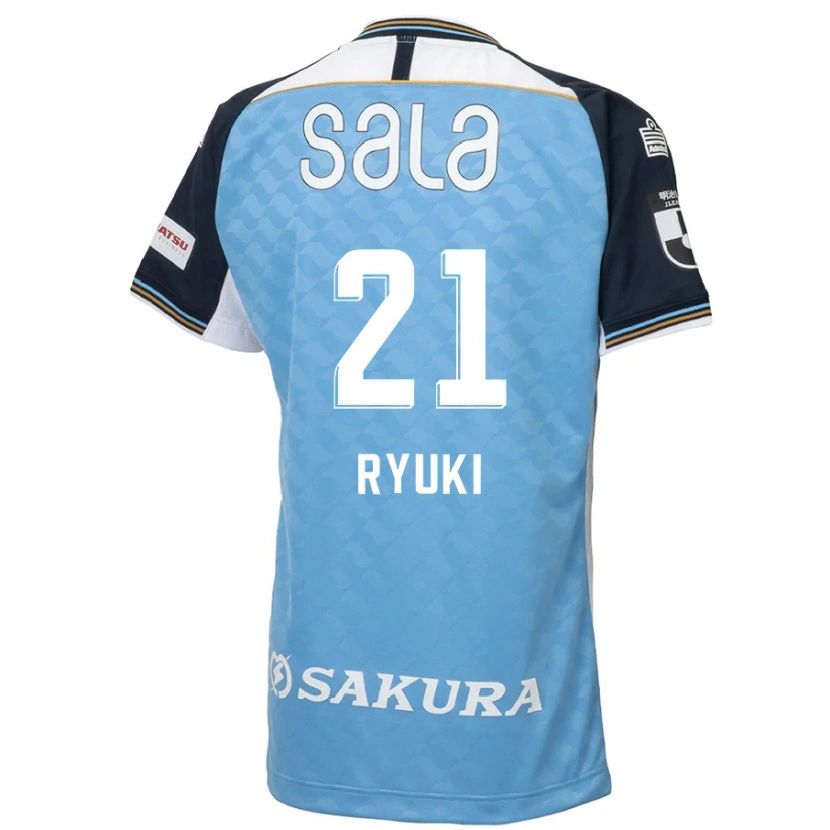 Danxen Niño Camiseta Ryuki Miura #21 Azul Celeste Negro 1ª Equipación 2025/26 La Camisa