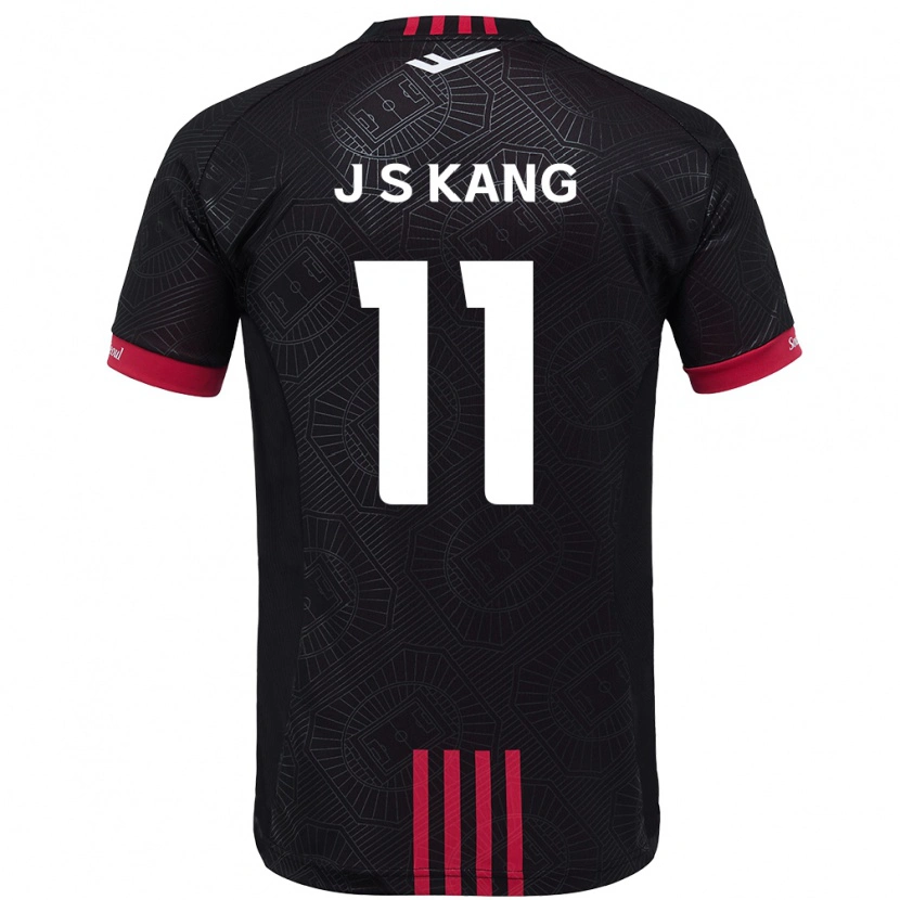Danxen Niño Camiseta Seong-Jin Kang #11 Negro Rojo 1ª Equipación 2025/26 La Camisa