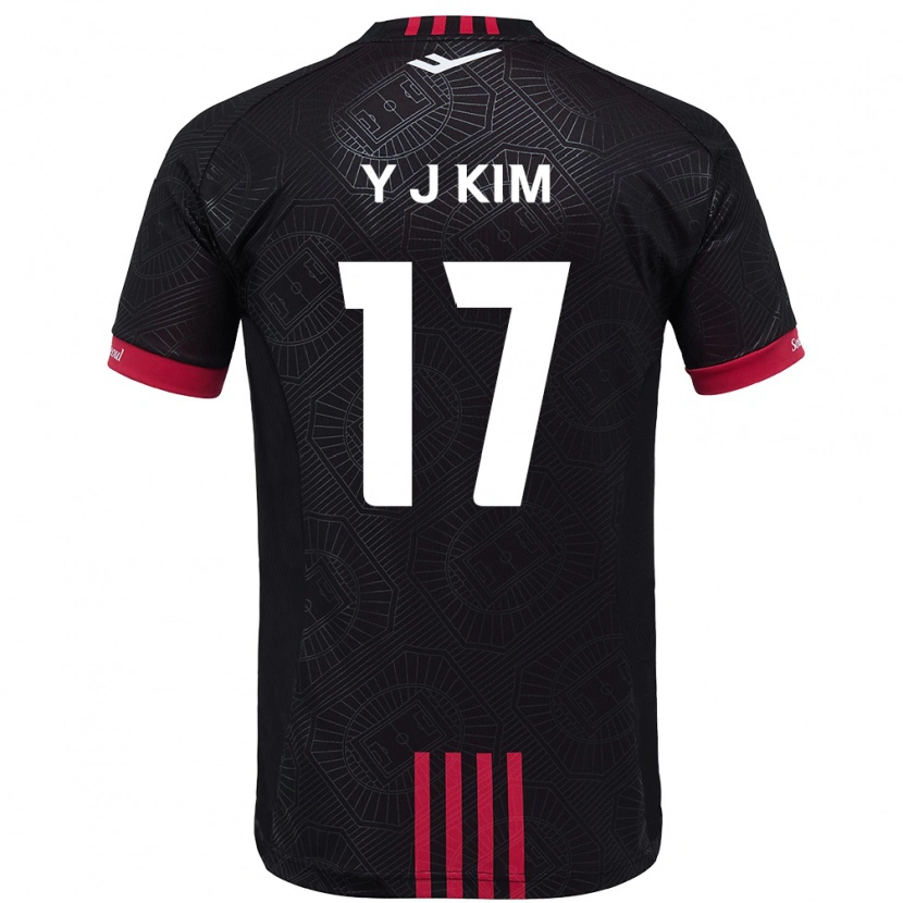 Danxen Niño Camiseta Jin-Ya Kim #17 Negro Rojo 1ª Equipación 2025/26 La Camisa
