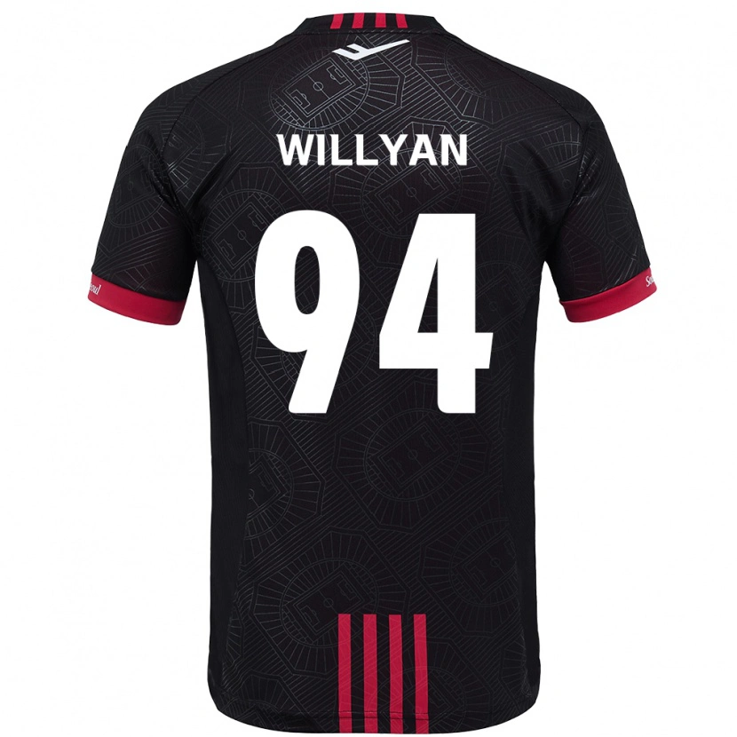 Danxen Niño Camiseta Willyan #94 Negro Rojo 1ª Equipación 2025/26 La Camisa