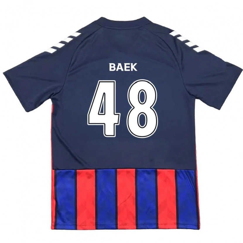 Danxen Niño Camiseta Kyeong Baek #48 Azul Real Rojo 1ª Equipación 2025/26 La Camisa