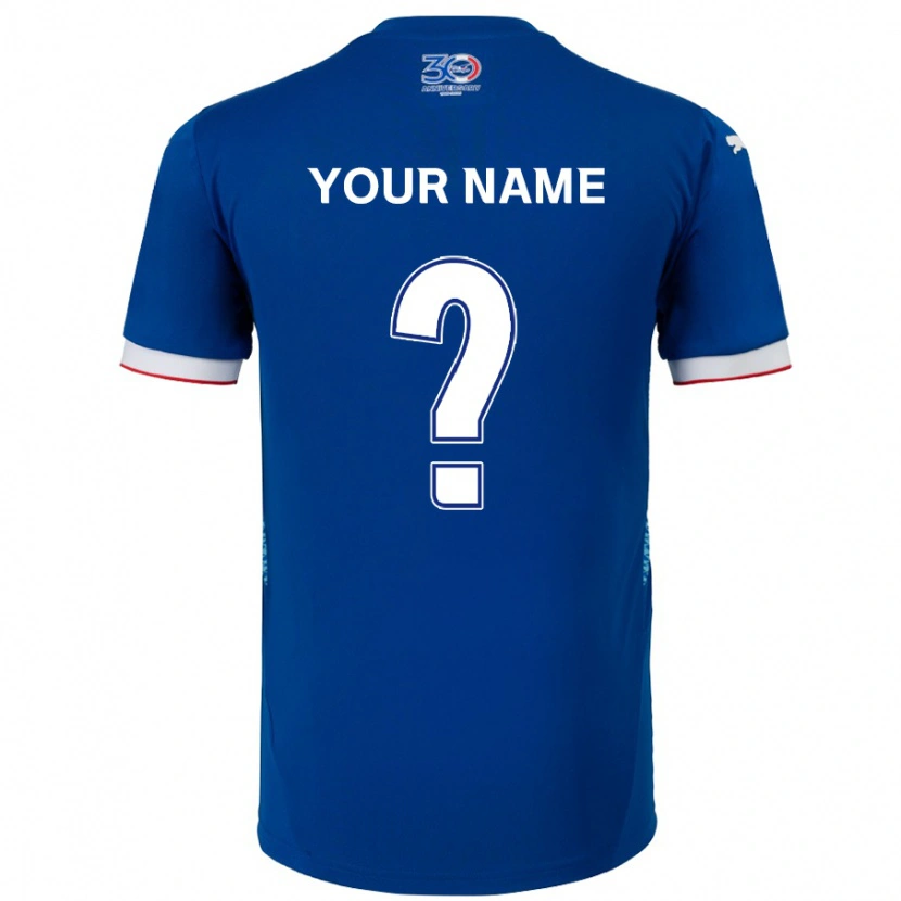 Danxen Niño Camiseta Su Nombre #0 Blanco Azul Real 1ª Equipación 2025/26 La Camisa